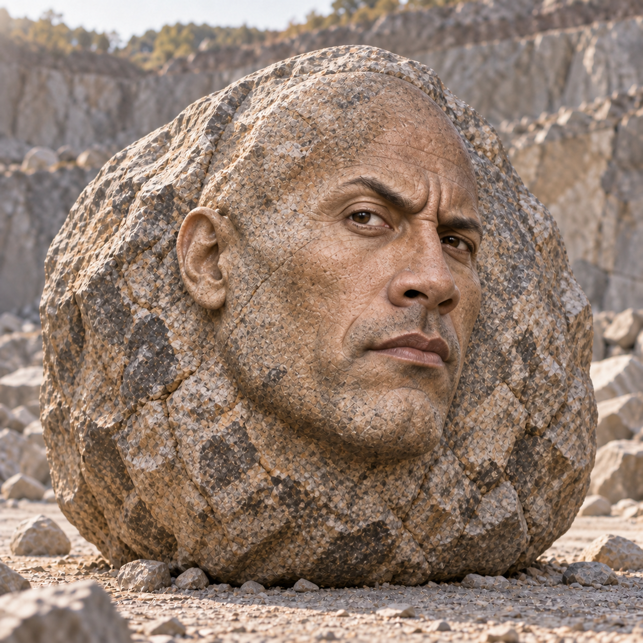 A granite-faced quarry guardian